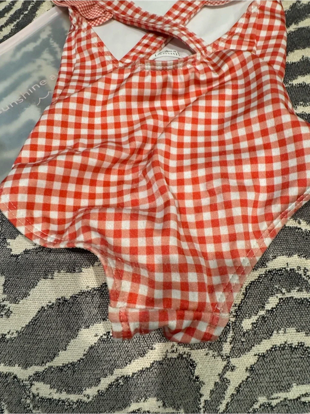 GUC MINNOW 3/4 Orange/Burnt Red Gingham plaid One-Piece Swimsuit